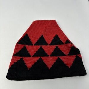 Vintage Ossi Ski Snow Hat Beanie Wool Blend Red Black Warm Knit Winter Hong Kong